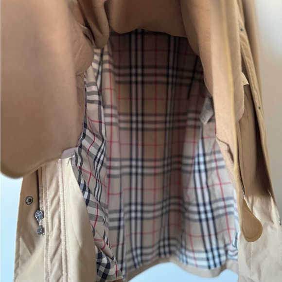 Vintage Burberrys Coat unisex Tan Hooded Lined Jacket Wool with Iconic Plaid - Picture 10 of 10
